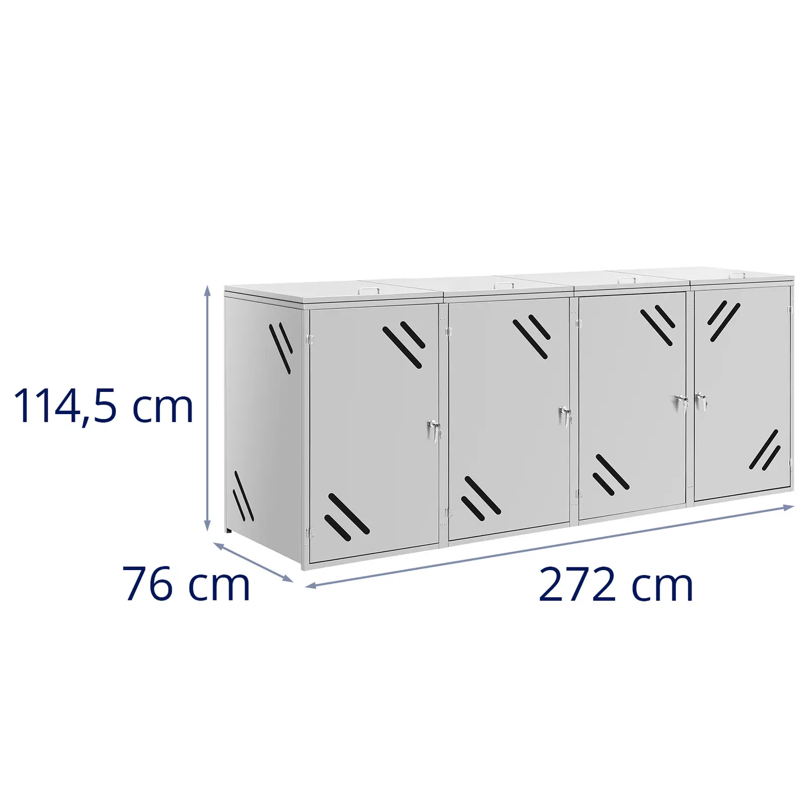 Box na popelnice - 4 x 240 l - větrací štěrbiny (Materiál: Ušlechtilá ocel (201))