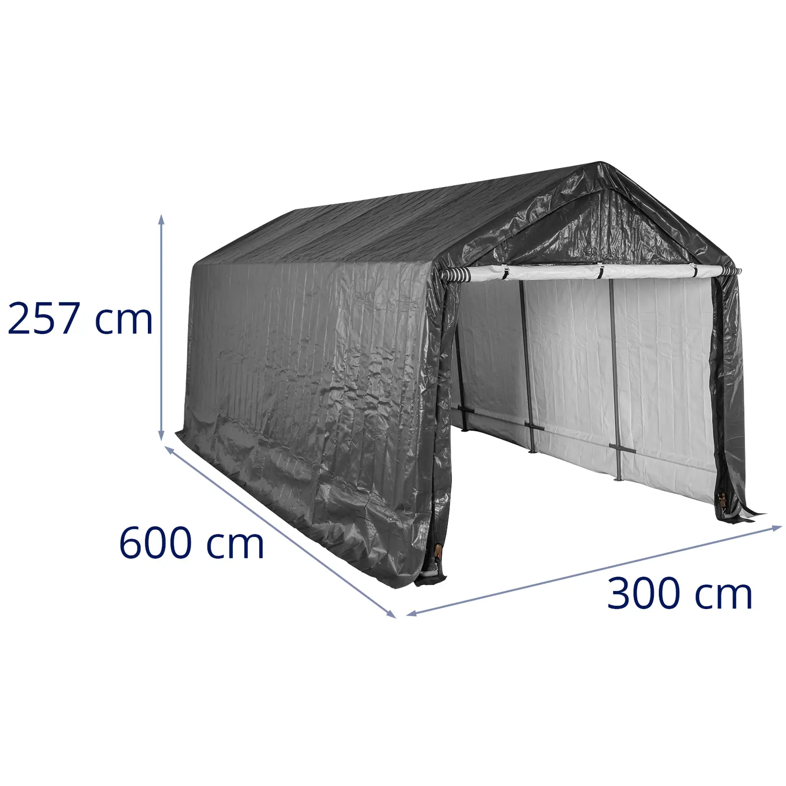 Tenda de garagem - interior: 300 x 600 cm - estrutura em aço galvanizado