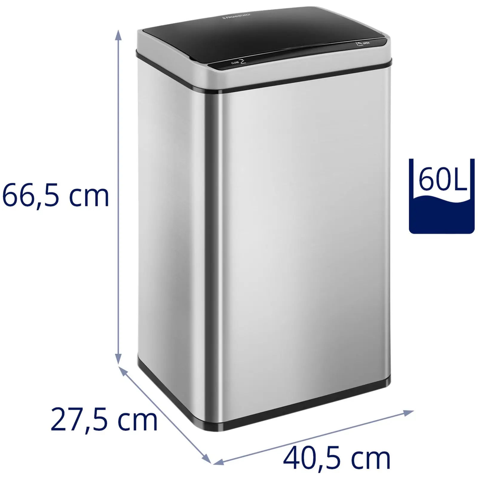 Dobbelt skraldespand med sensor - 60 L - firkantet (Materiale: rustfrit stål)