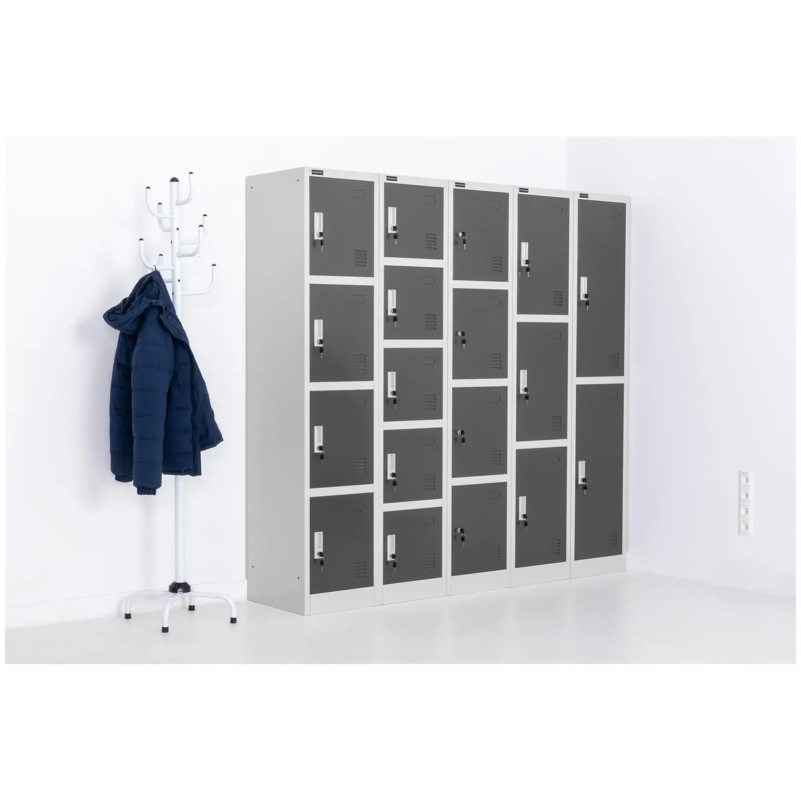 Metal Storage Locker - 2 compartments - grey