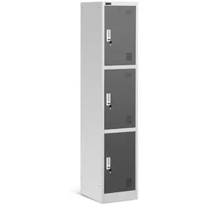 Metal Storage Locker - 3 compartments - grey
