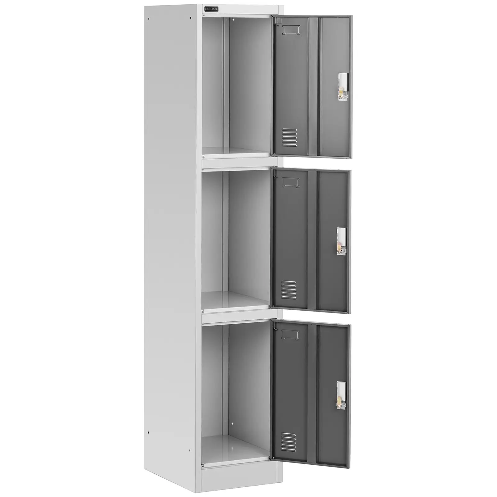 Metal Storage Locker - 3 compartments - grey