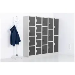 Metal Storage Locker - 185 cm - 4 compartments - grey
