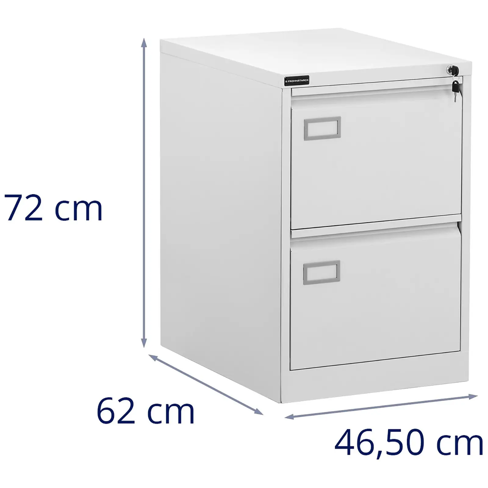 Cassettiera per ufficio in metallo con chiave - 72 cm - 2 cassetti