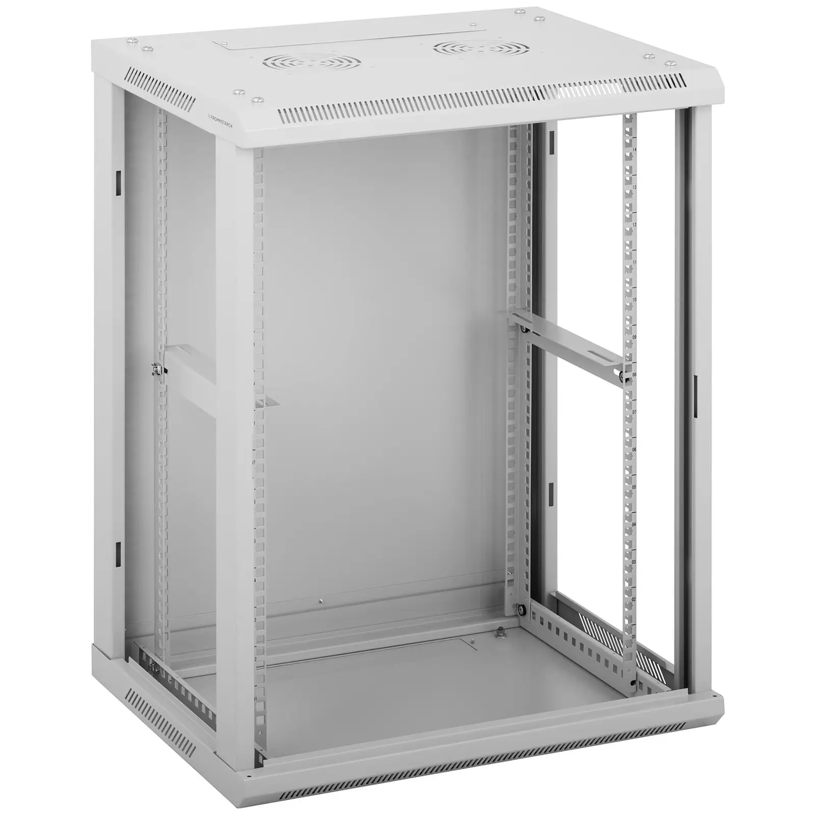 Armadio rack in acciaio - 19 pollici - 15 U - Vetro di sicurezza indurito - Chiudibile a chiave - Portata 60 kg