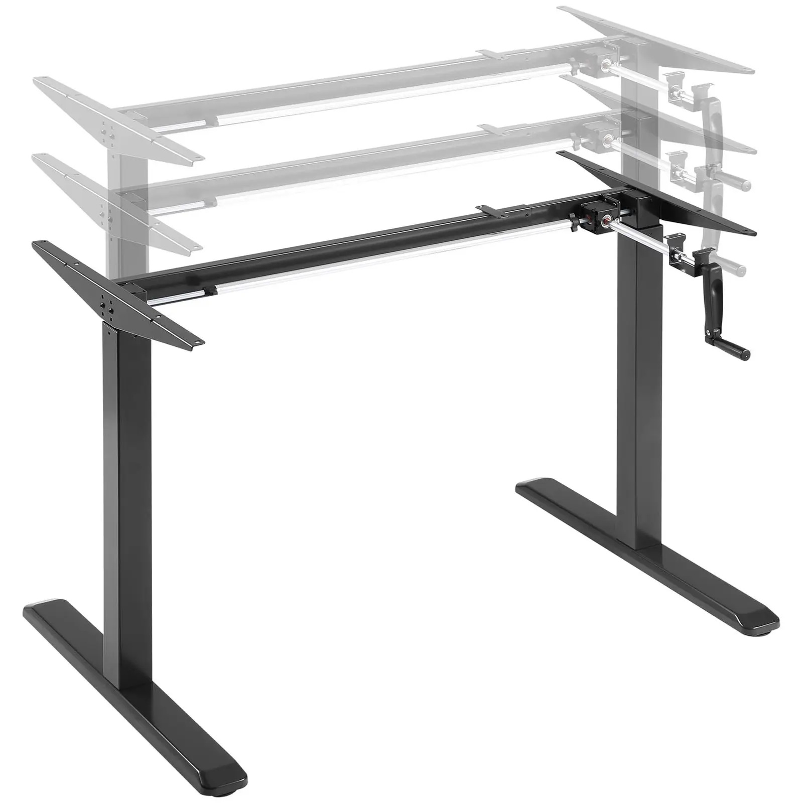 Hev-senk understell for skrivebord - manuelt - 70 kg - sort