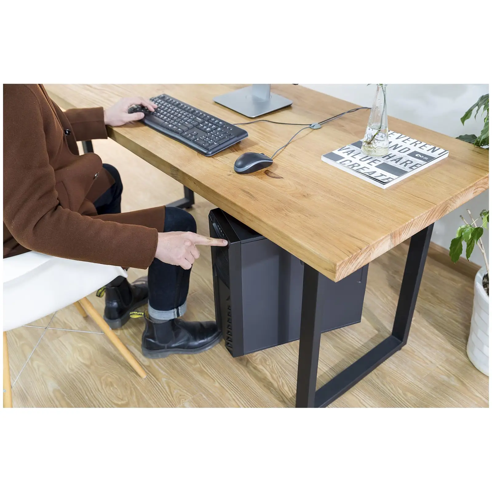 Držák na PC pod stůl - nastavitelný - otočný o 360° - 10 kg (Rozsah nastavení šířky [mm]: 73–200)