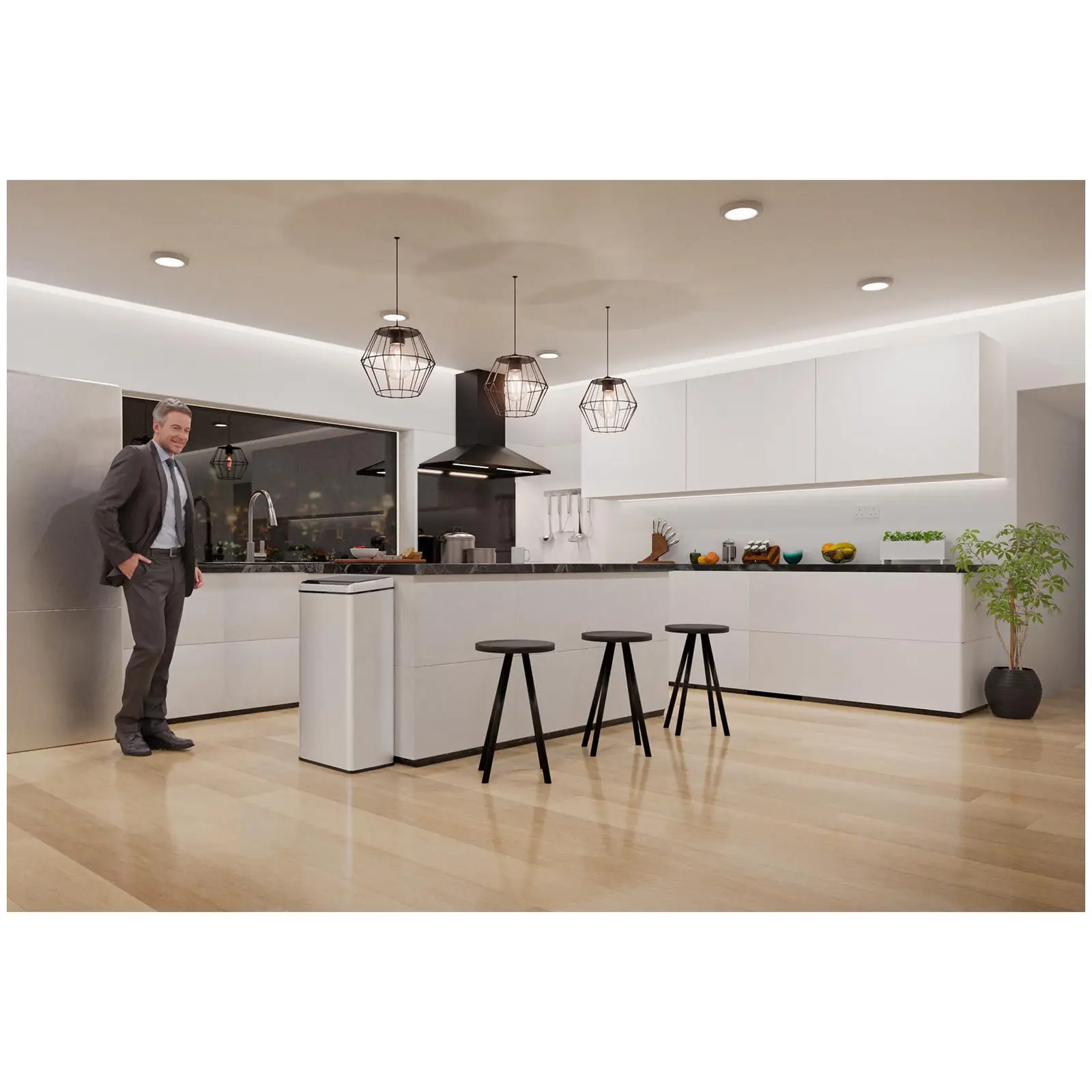 Poubelle automatique double - 80 l - Rectangulaire (Nombre de compartiments: 2)