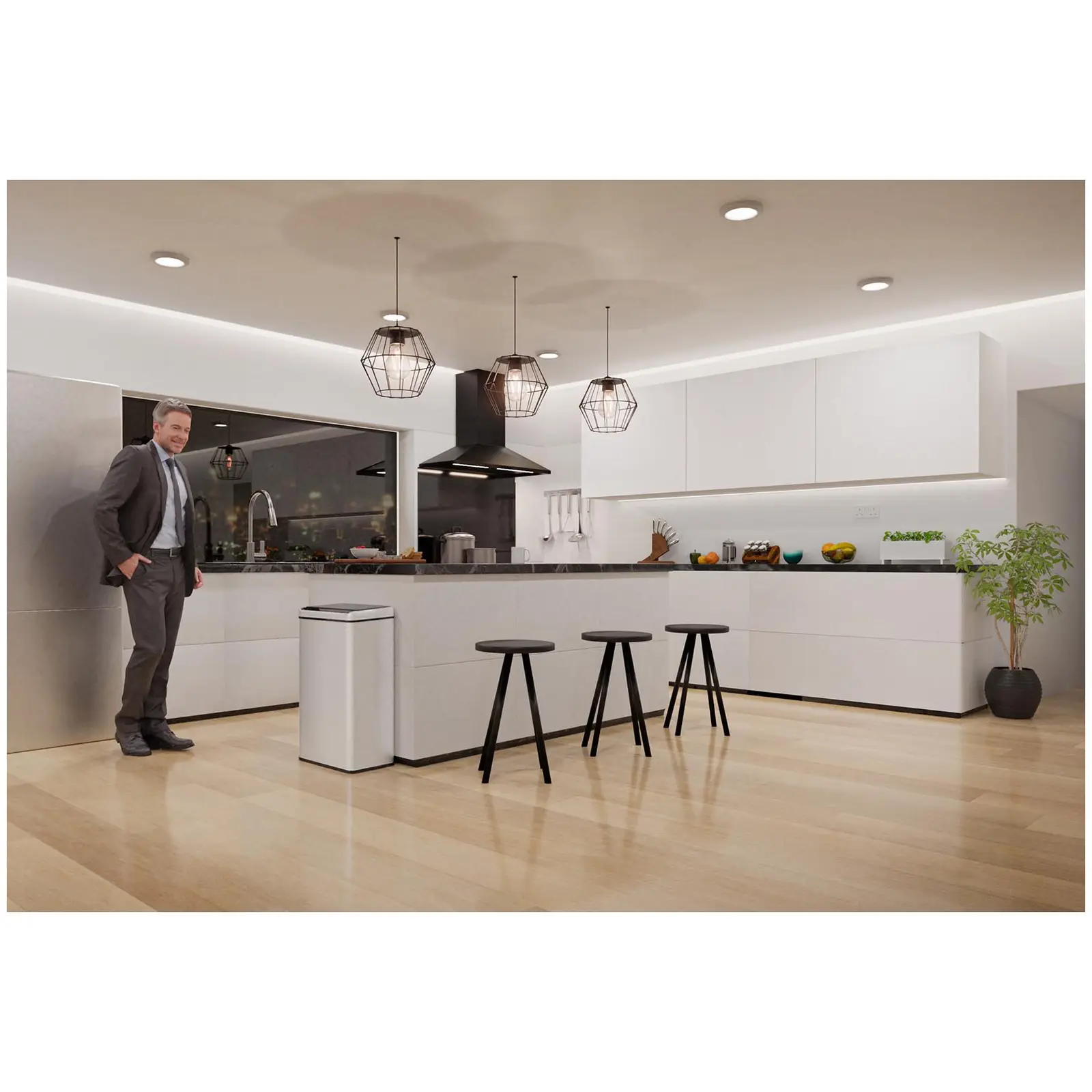 Poubelle automatique double - 70 l - Rectangulaire (Nombre de compartiments: 2)