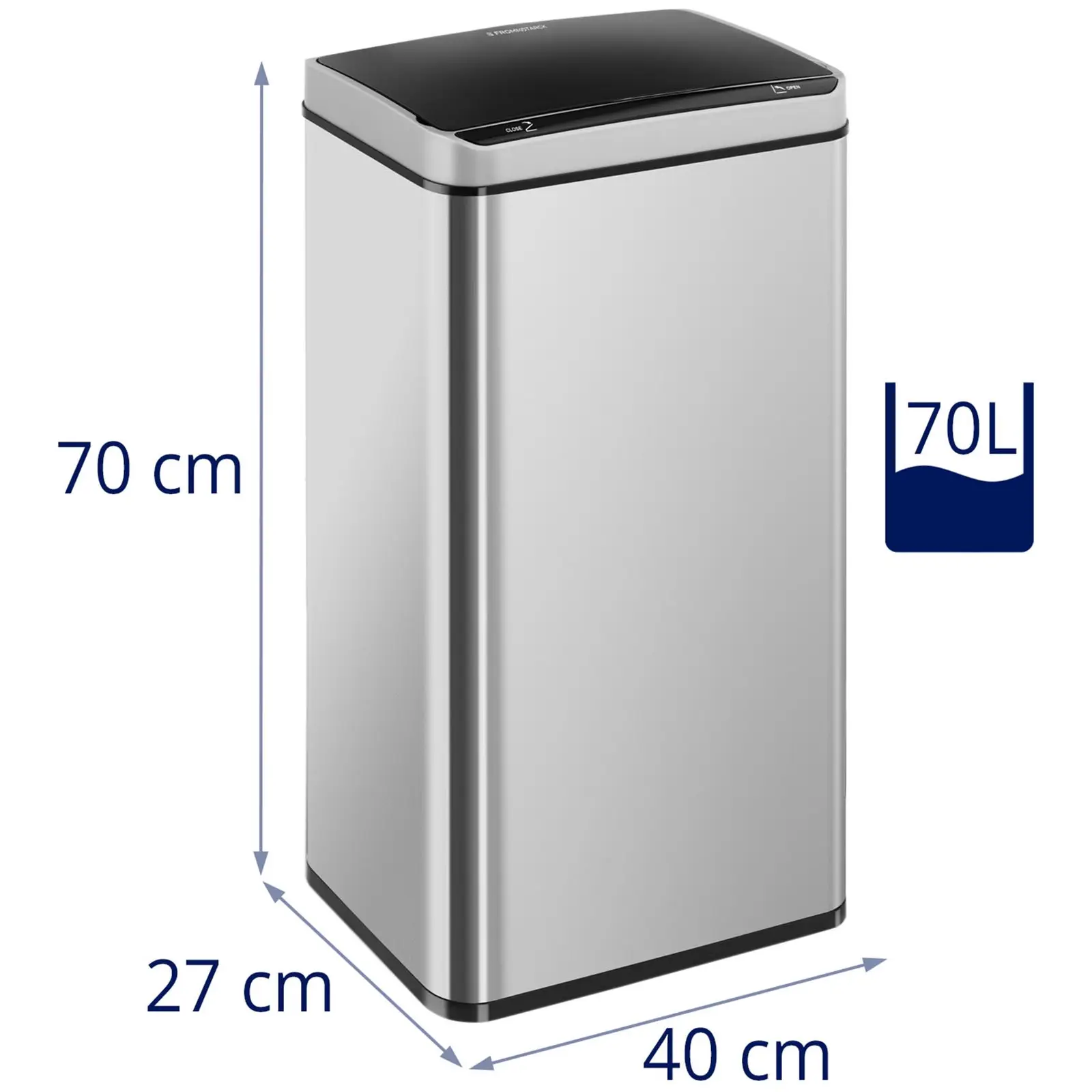 Poubelle automatique double - 70 l - Rectangulaire (Couleur(s): Argenté)