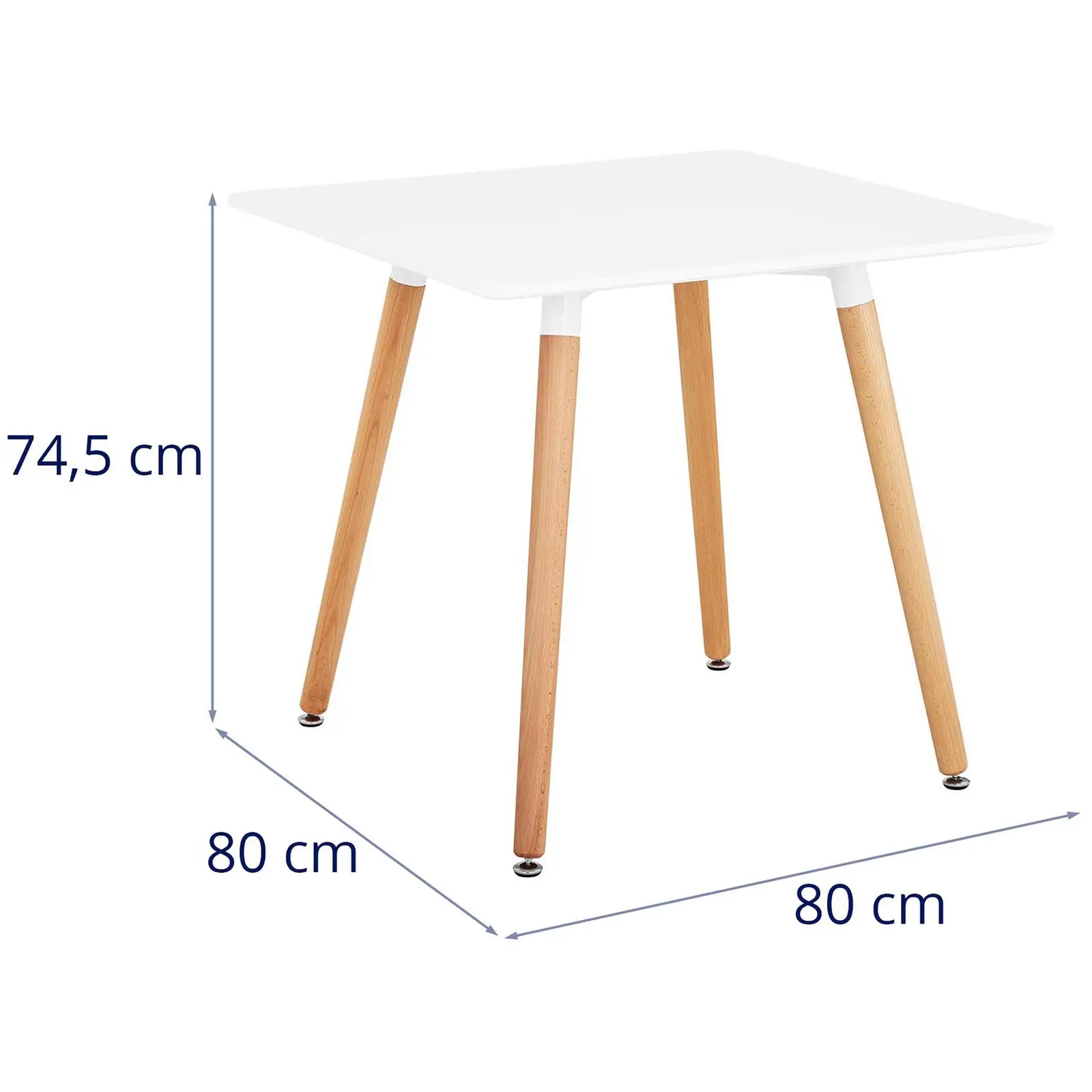 Stůl - čtvercový - 80 x 80 cm - bílý