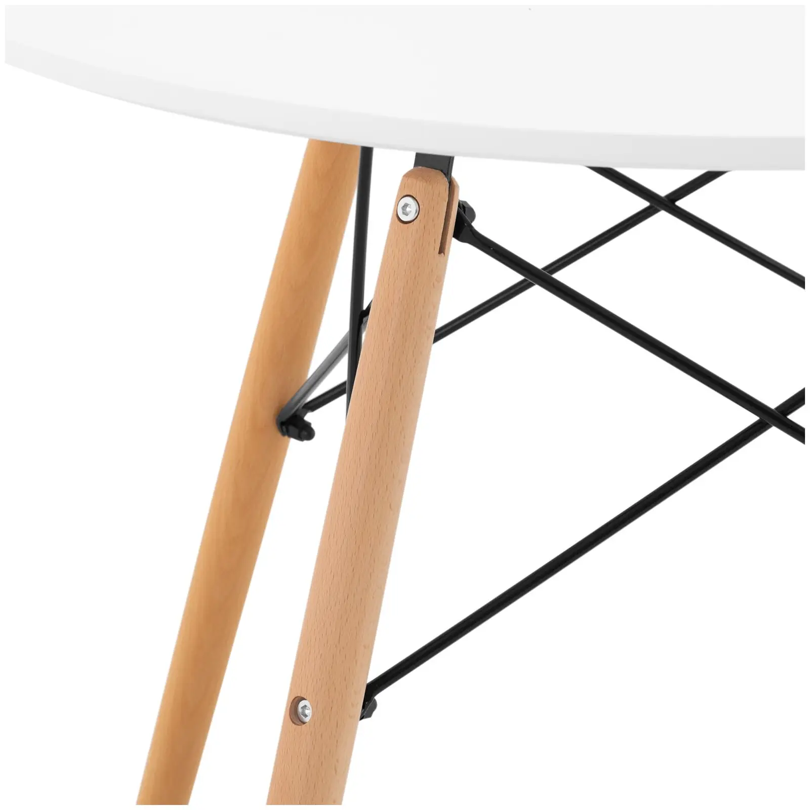 Table - Plateau rond - Ø 80 cm - Coloris blanc - Traverses noires en acier