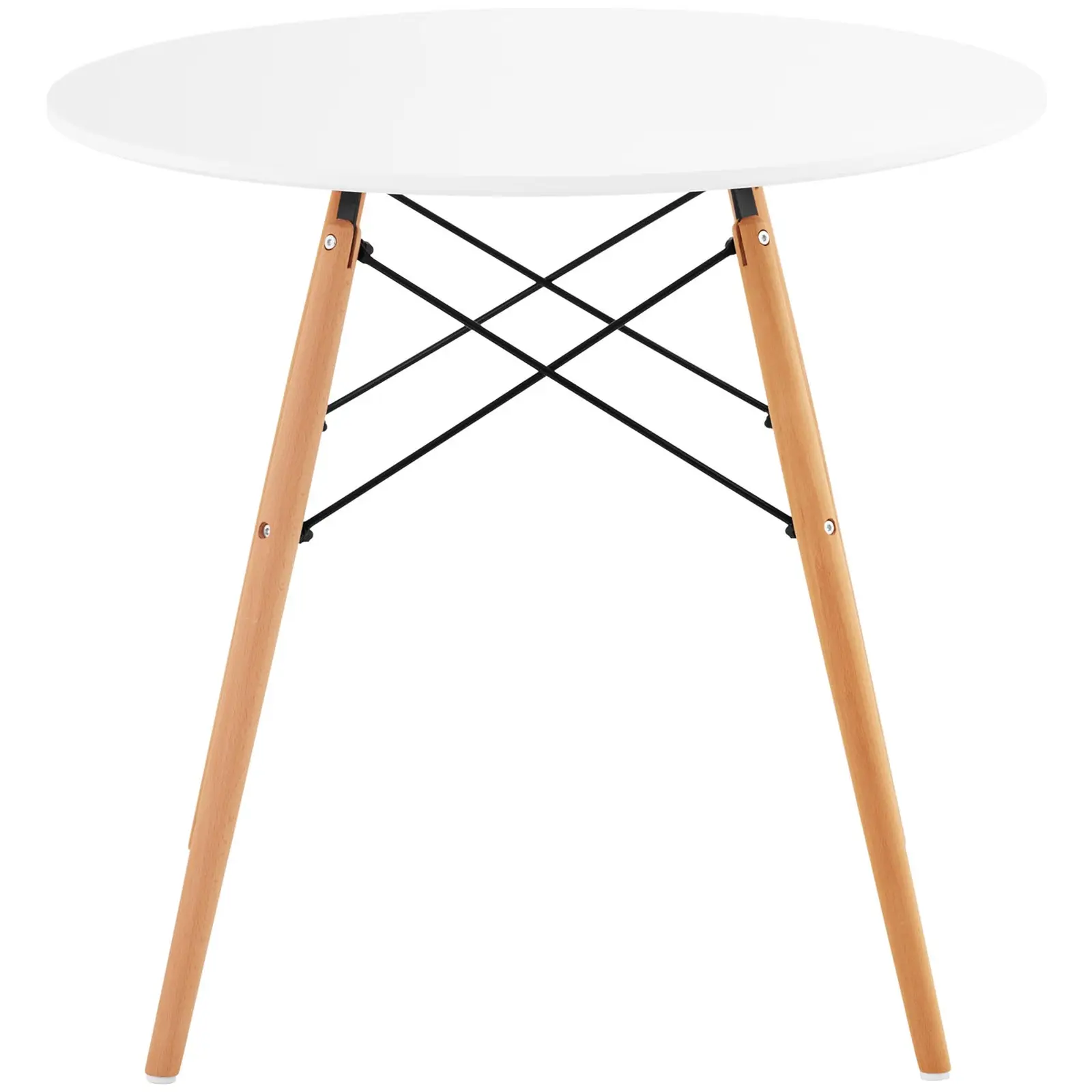 Stůl - kulatý - Ø 80 cm - bílý - černé ocelové výztuhy