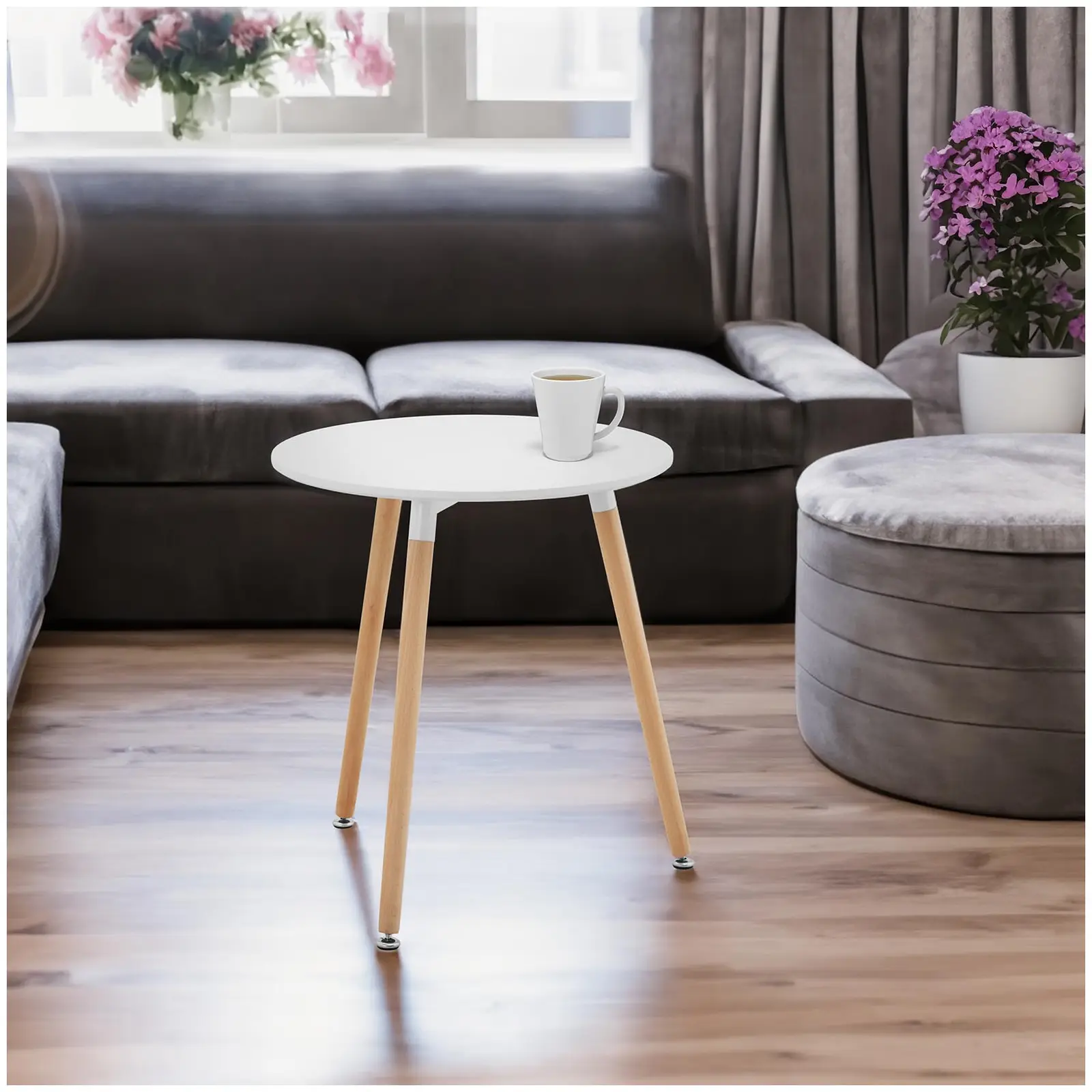 Stůl - kulatý - Ø 60 cm - bílý (Materiál: MDF)