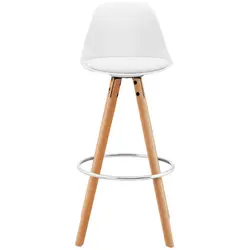 Barová židle - 2 kusy - s opěrkou - dřevěné nohy - bílá