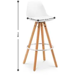 Bar Stool - set of 2 - with back - wooden legs - white