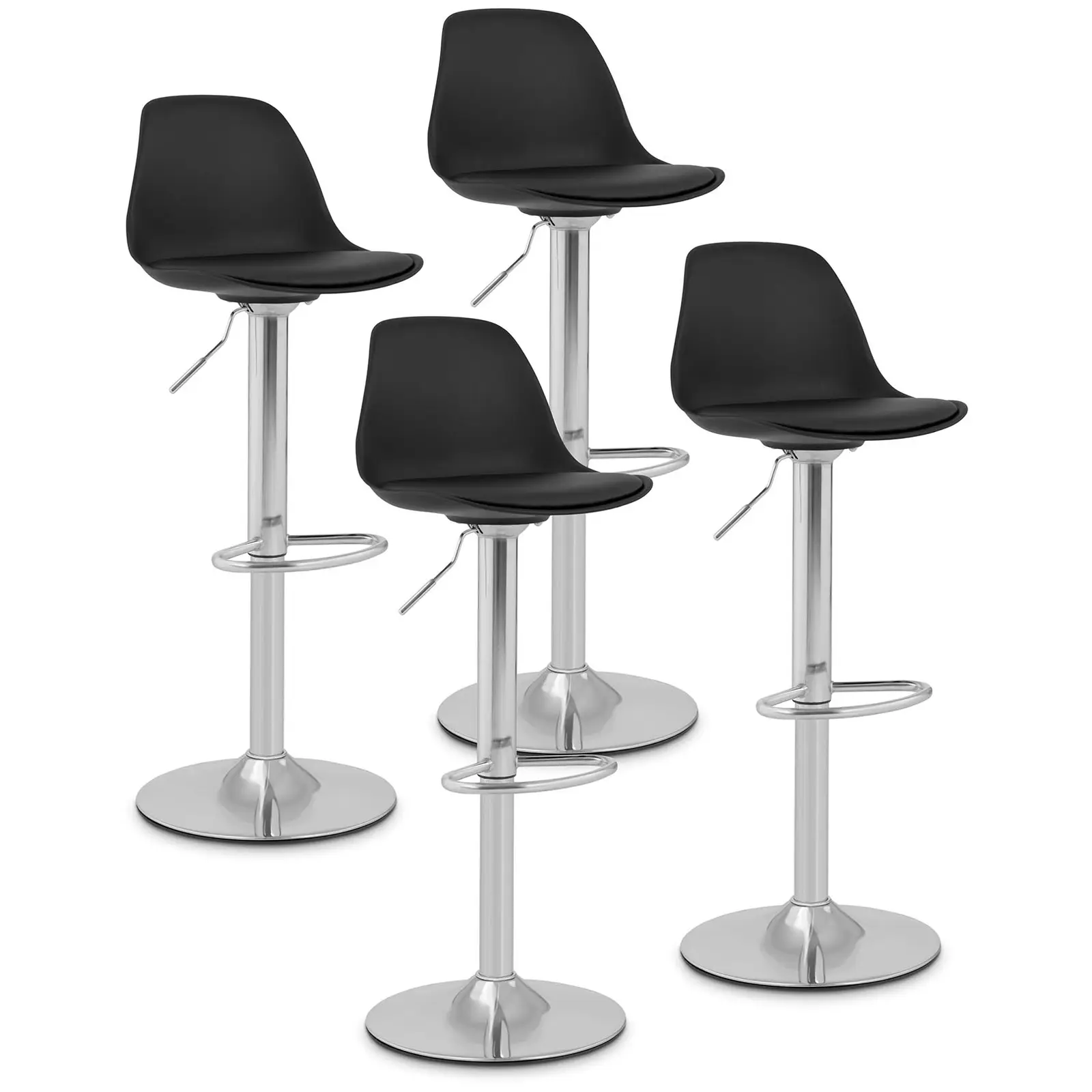 Occasion Tabouret de bar - Lot de 4 - Avec dossier - Socle chromé - Coloris noir