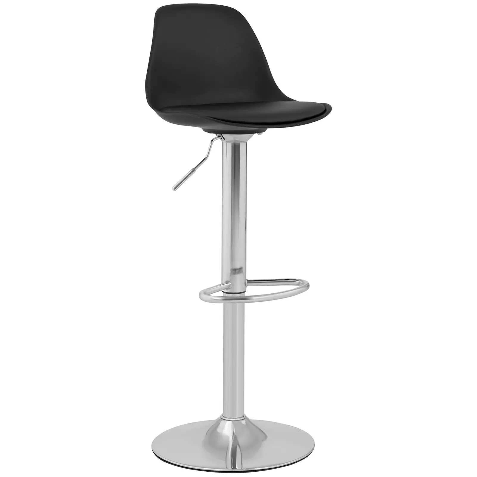 Occasion Tabouret de bar - Lot de 4 - Avec dossier - Socle chromé - Coloris noir