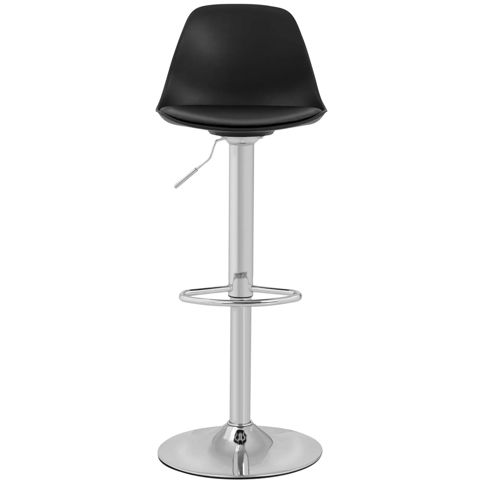 Tabouret de bar - Lot de 4 - Avec dossier - Socle chromé - Coloris noir