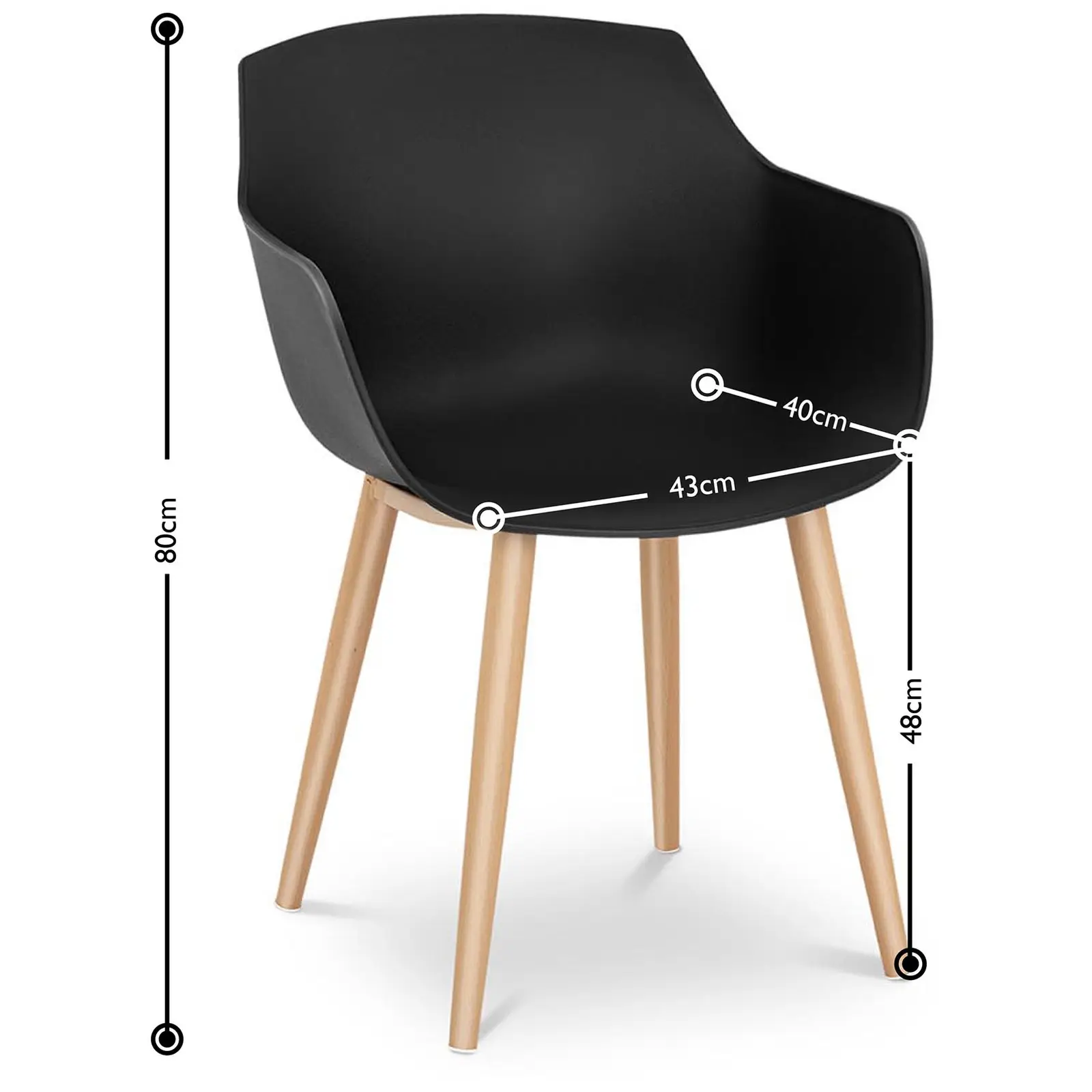 Židle - 2dílná sada - až 150 kg - sedák 43 x 40 cm - černá