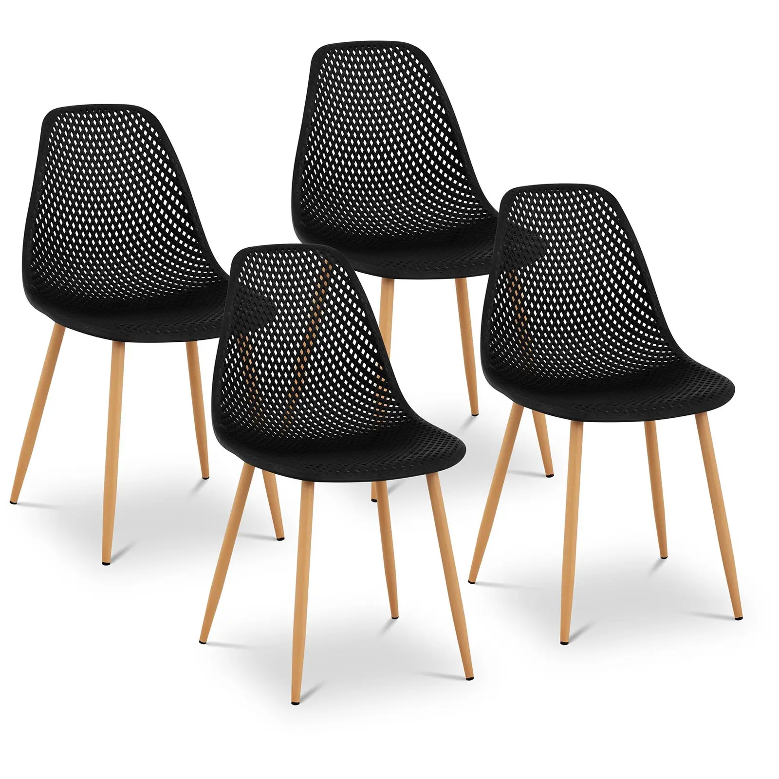 Silla - set de 4 - hasta 150 kg - asiento de 52 x 46,5 cm - negro