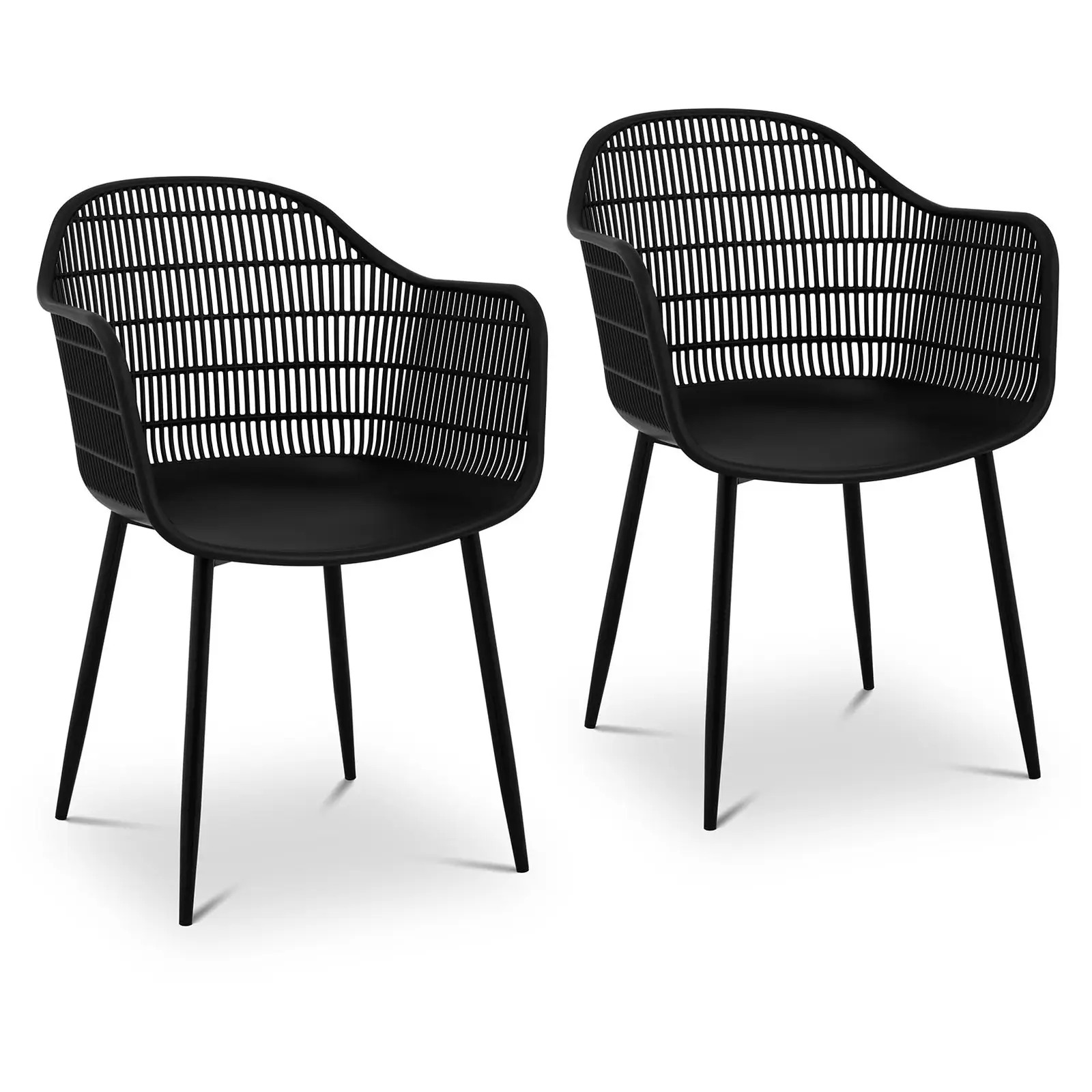 Silla - set de 2 - hasta 150 kg - asiento de 45 x 44 cm - negra