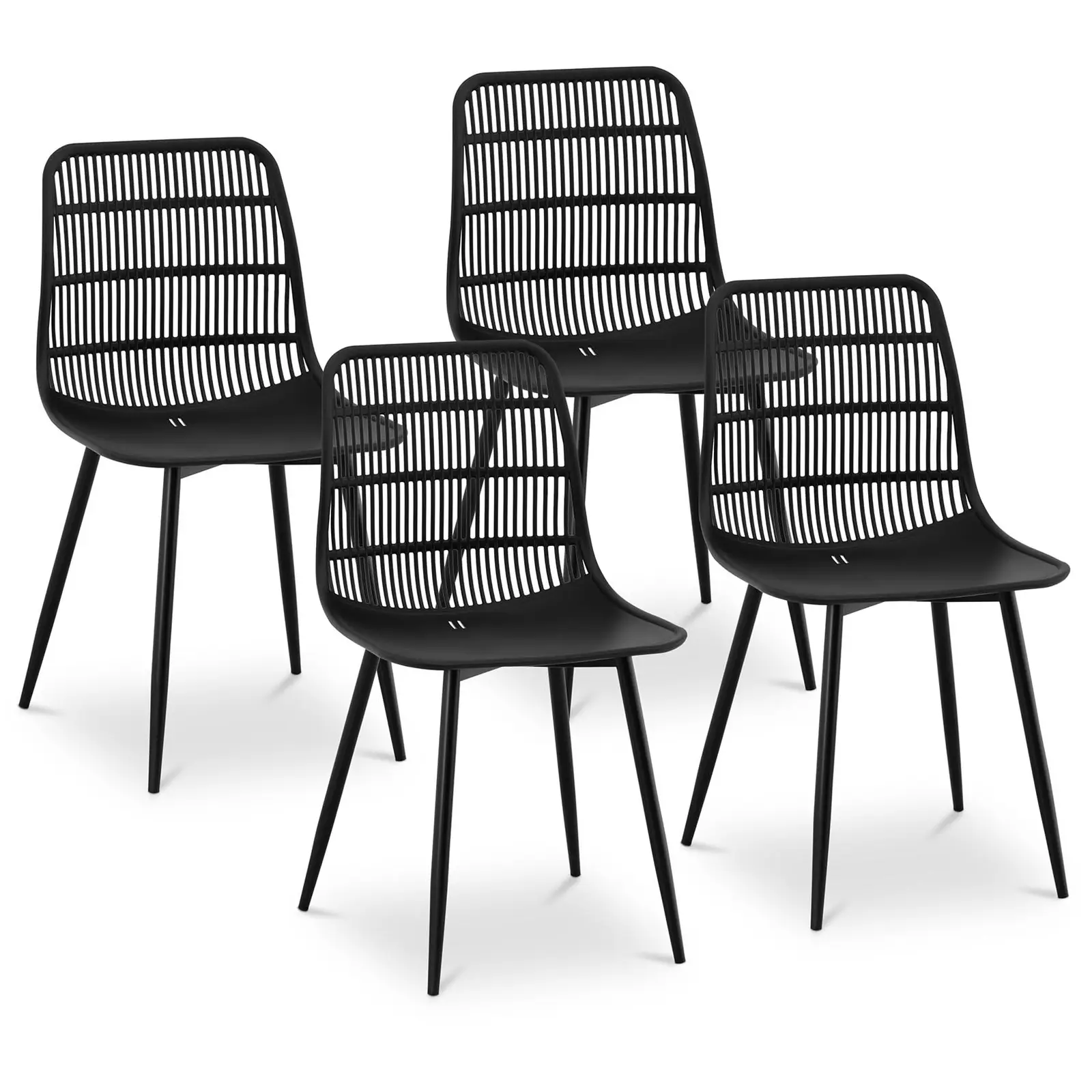 Silla - set de 4 - hasta 150 kg - asiento de 46,5 x 45,5 cm - negra