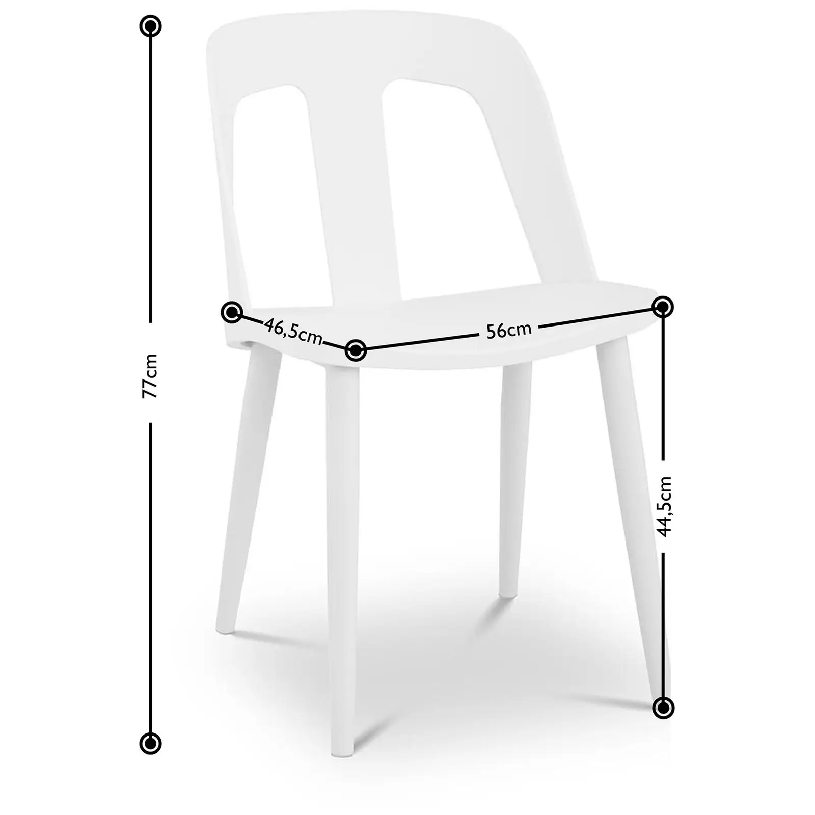 Stol - Set med 2 - Upp till 150 kg - Sittyta 56 x 46,5 cm - Svartvit