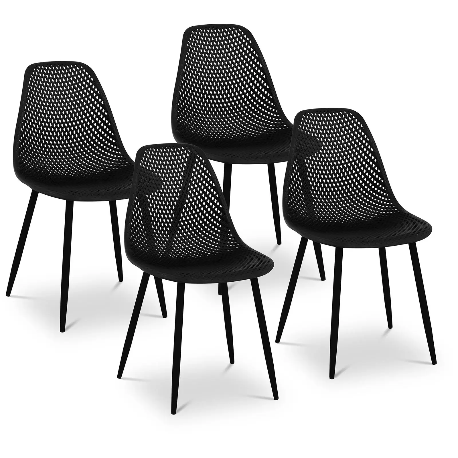 Stol - set 4 - do 150 kg - sedež 46 x 51,5 cm - črn - Slika izdelka