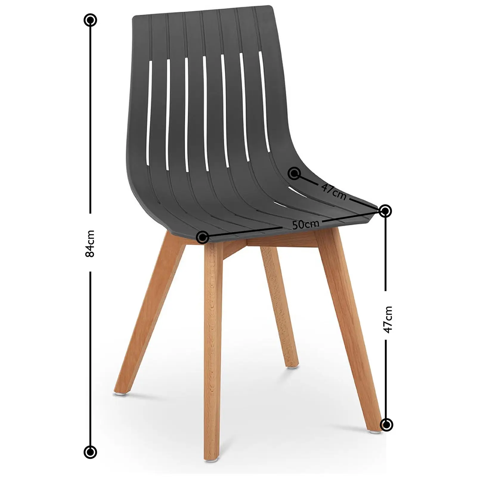 Chaise - Lot de 2 - 150 kg max. - Surface d'assise de 50 x 47 cm - Coloris gris (Couleur(s): Gris)