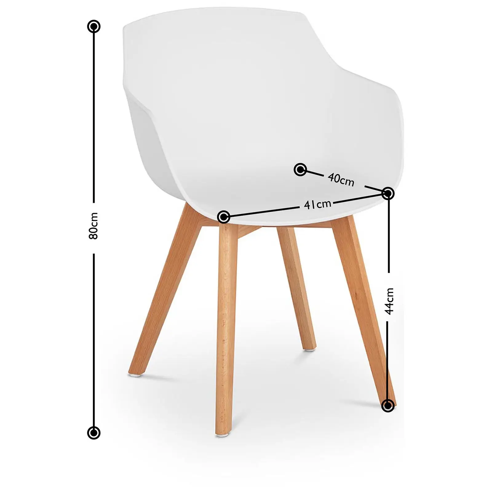 Chair - set of 2 - up to 150 kg - seat 41 x 40 cm - white