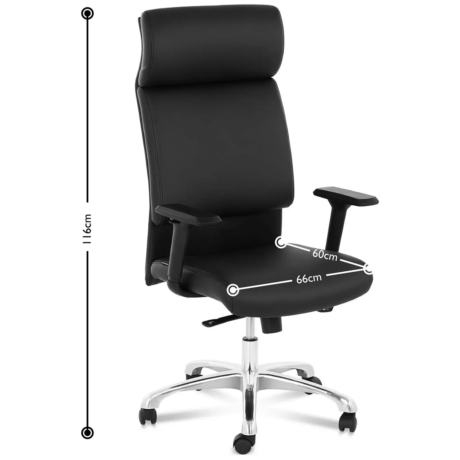 Kancelářská židle - manažerské křeslo - syntetická kůže - chrom - opěrka hlavy - 150 kg