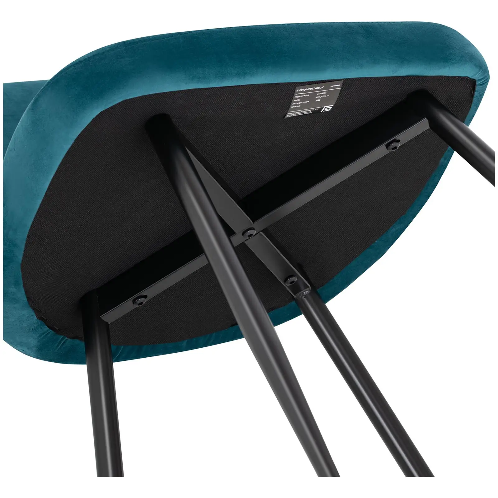 Oblazinjen stol - komplet 2 - do 150 kg - sedež 48 x 41,5 cm - turkizna