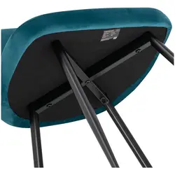 Sedie imbottite con gambe in metallo - Set da 2 - Fino a 150 kg - Superficie di seduta di 48 x 41,5 cm - Turchese