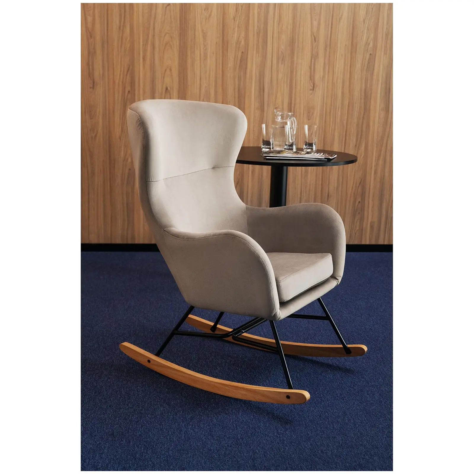 Rocking Chair - velvet - beech wood - grey