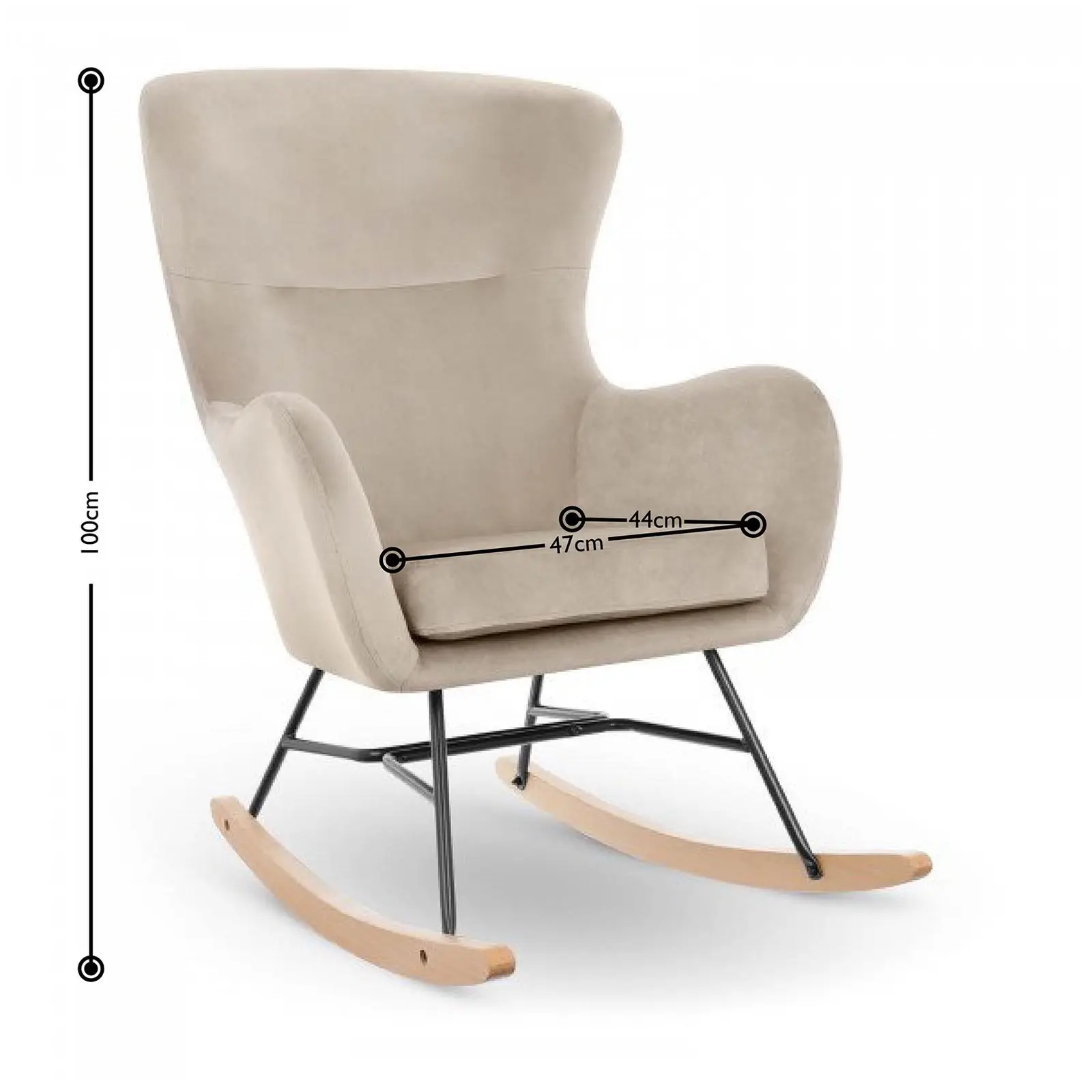 Rocking Chair - velvet - beech wood - grey