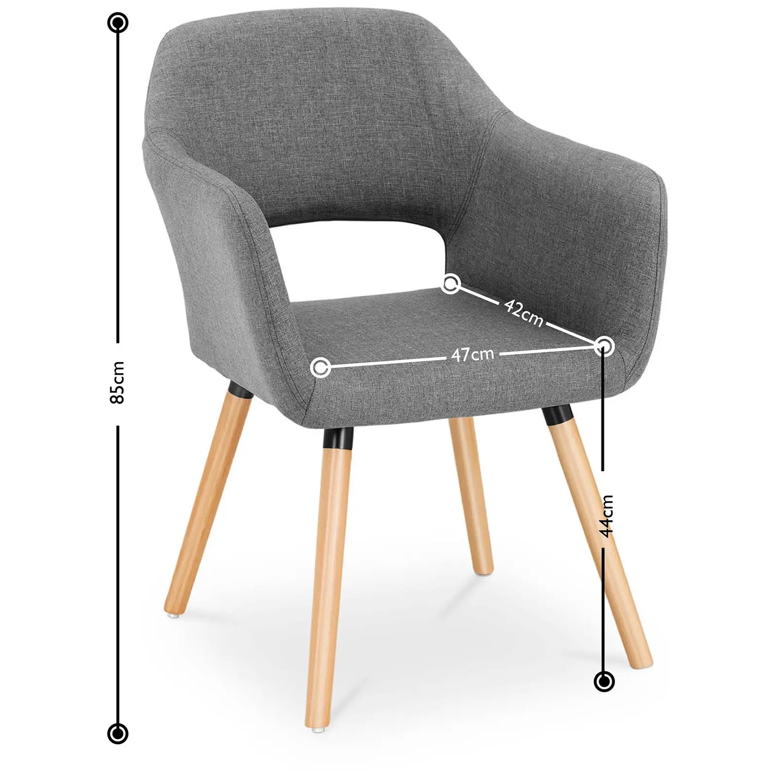 Cushioned Chair - up to 160 kg - seat 42 x 47 cm - grey