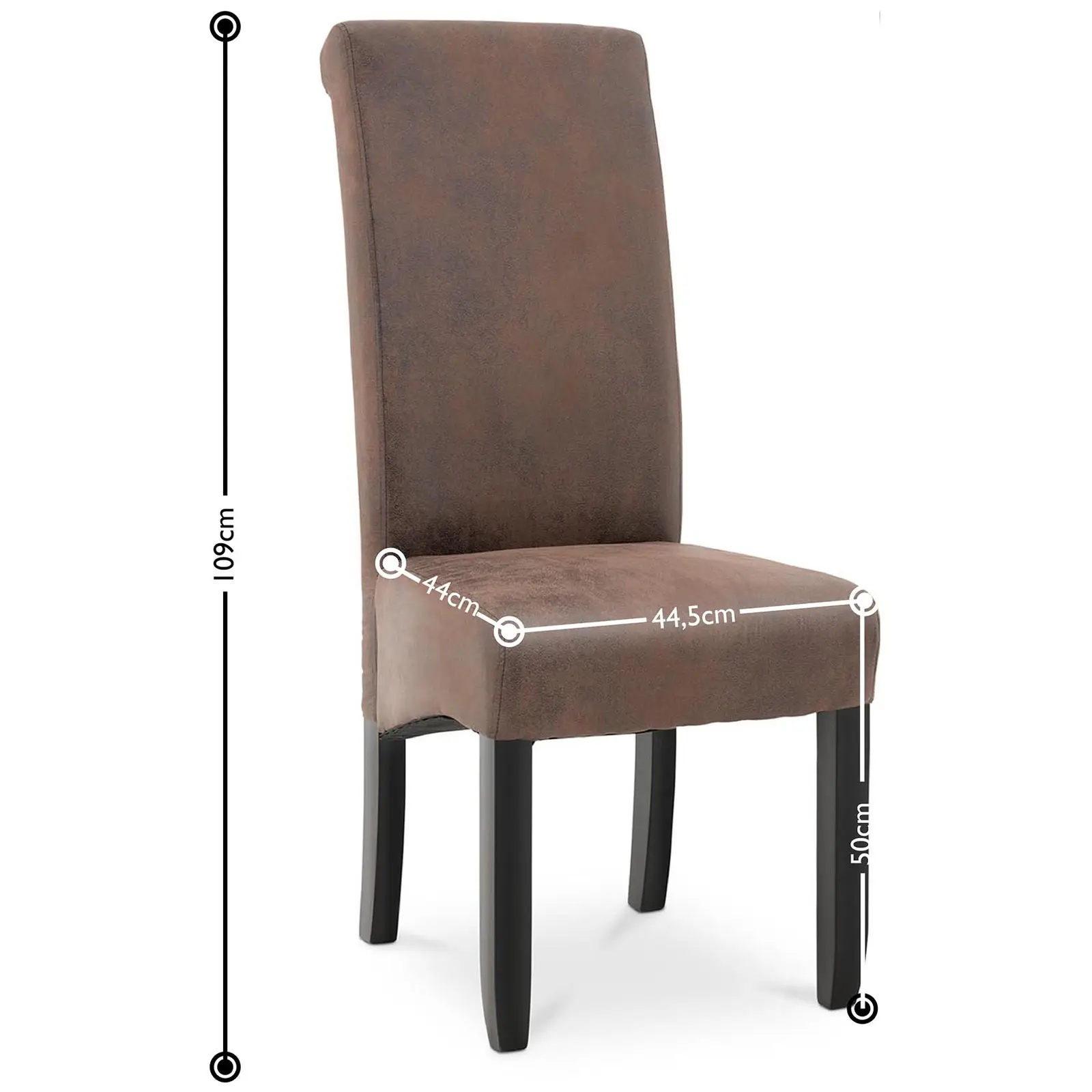 Upholstered Dining Chair - set of 2 - up to 150 kg - seat 44.5 x 44 cm - brown