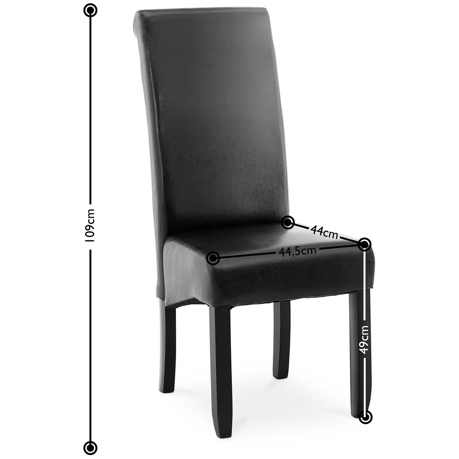 Čalouněná židle- sada 2 kusů - do 180 kg - sedací plocha 44,5 x 44 cm - černá (Minimální výška sezení [cm]: 49)