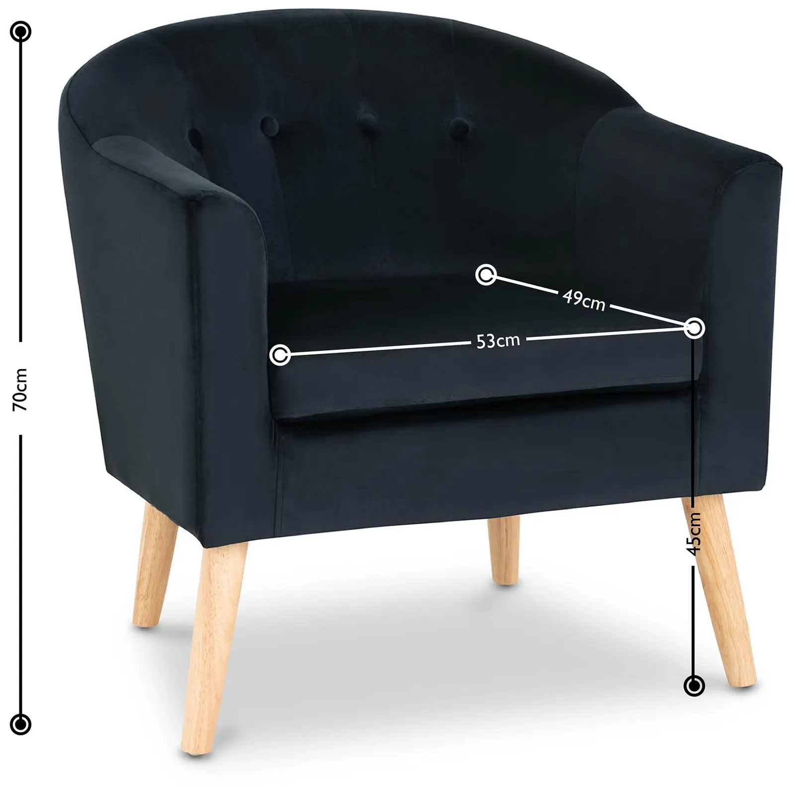 Chaise en tissu - 180 kg max. - Surface d'assise de 49 x 53 cm - Coloris noir