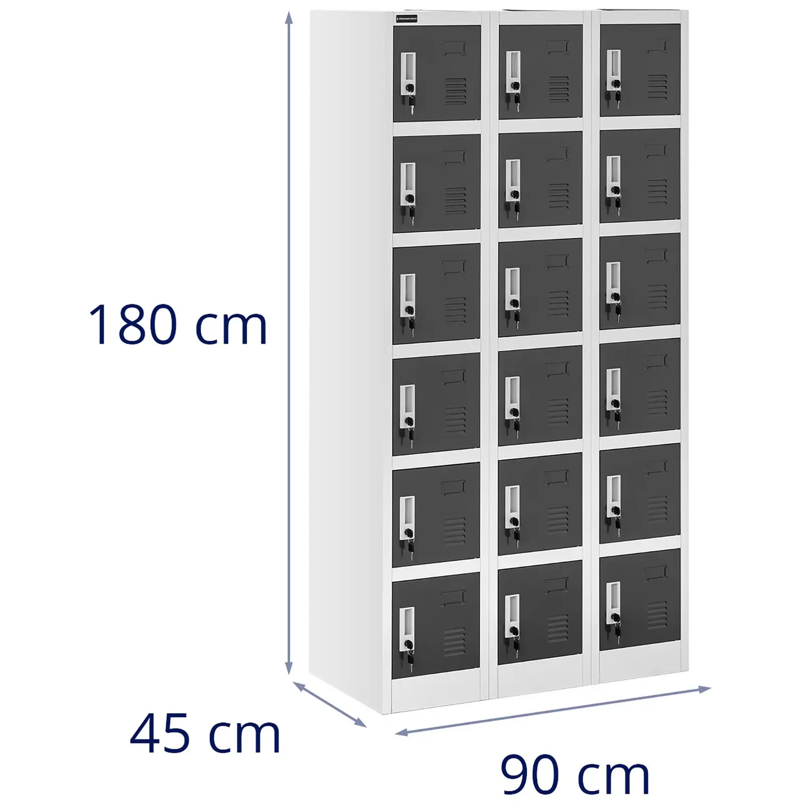 Metal Storage Locker - 18 lockers - grey