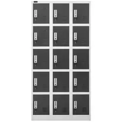 Метален шкаф за съхранение - 15 шкафчета - сив