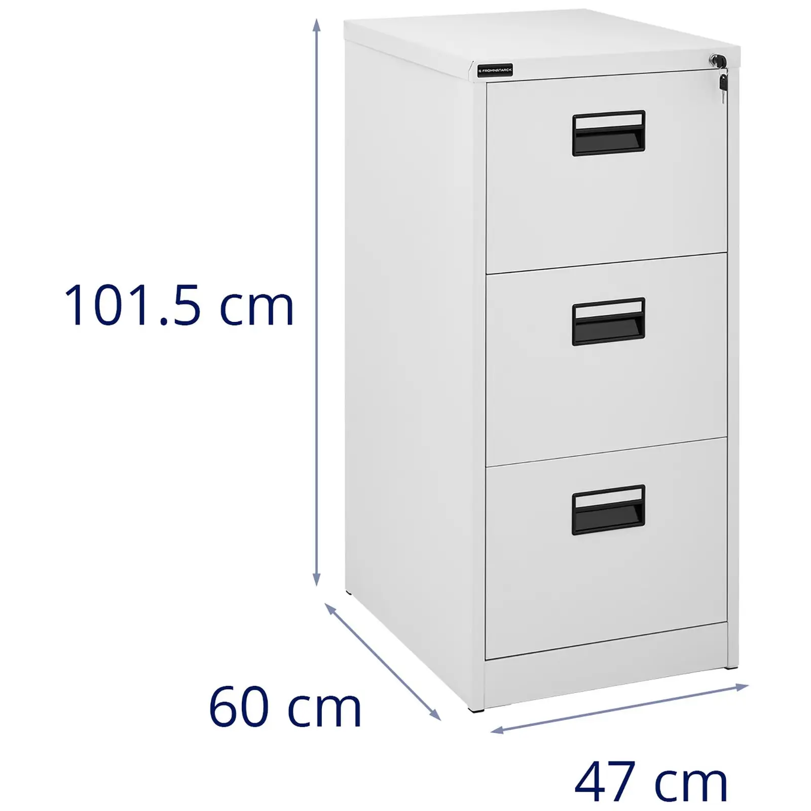 Hängmappsskåp - 470 x 600 x 1015 mm - 3 lådor - 125 kg