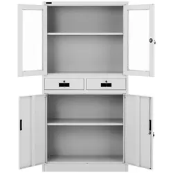 Filing Cabinet - 90 x 40 x 185 cm - 2 drawers - 2 glass doors