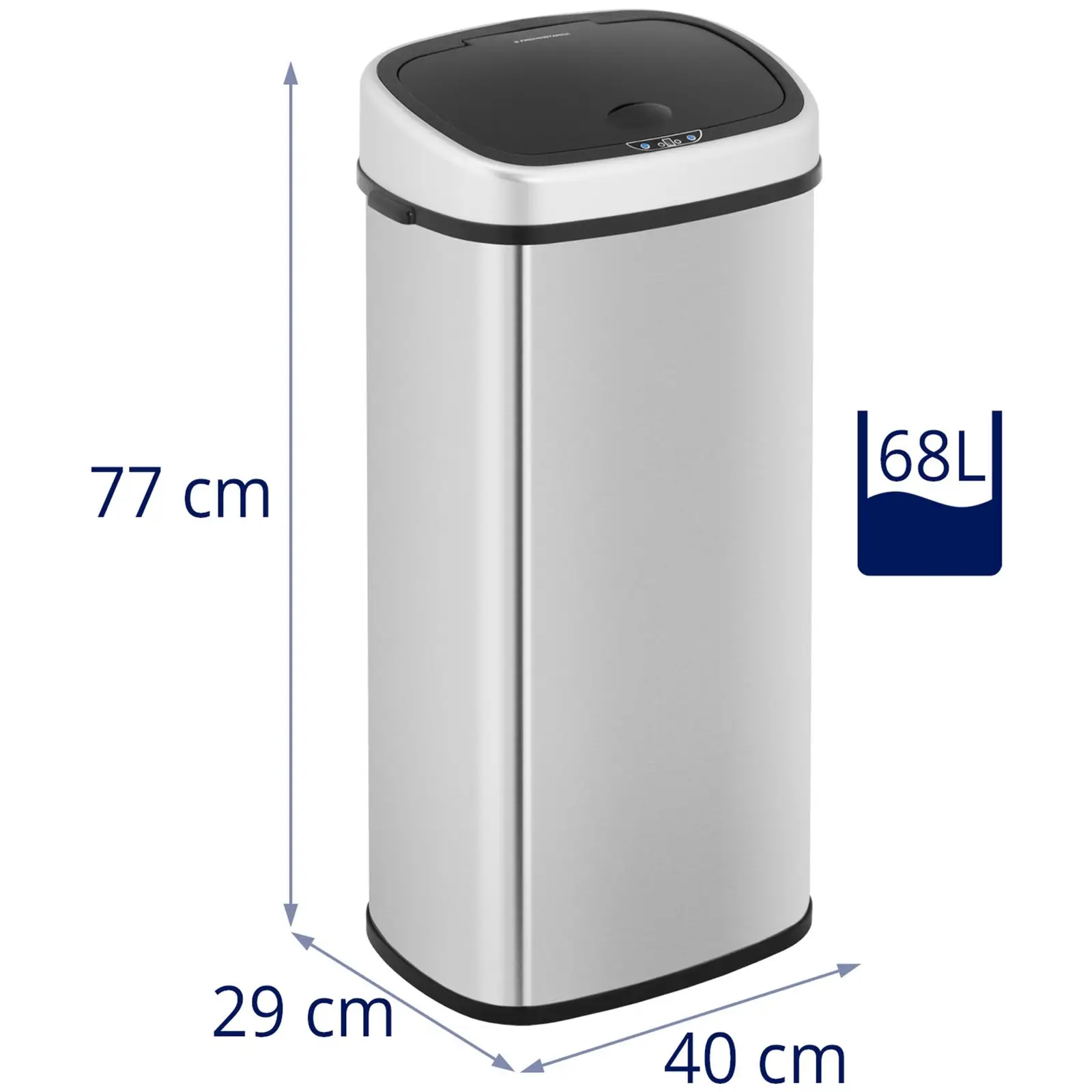 Bezdotykový odpadkový koš - 68 l - hranatý (Maximální rozsah snímače pohybu: 30 cm)