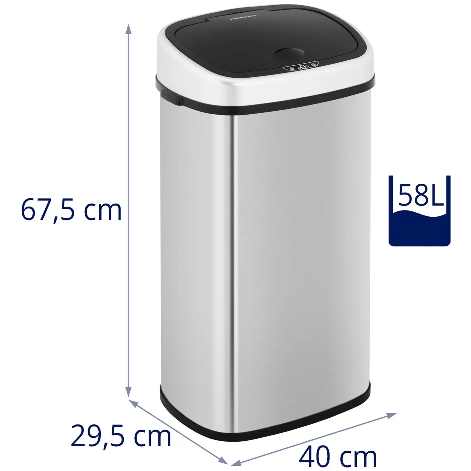 Cubo de basura con sensor - 58 L - rectangular