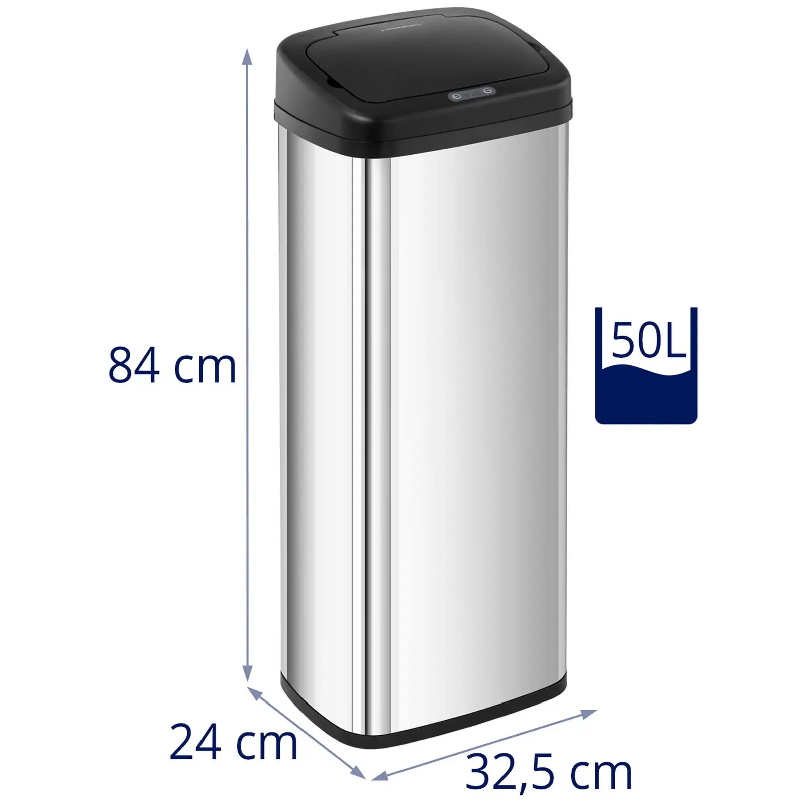 Bezdotykový odpadkový koš - 50 l - hranatý (Maximální rozsah snímače pohybu: 30 cm)