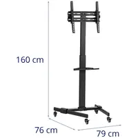 TV-stativ på hjul - max 55" - Lutningsbar och vridbar - Höjdjusterbar - 35 kg