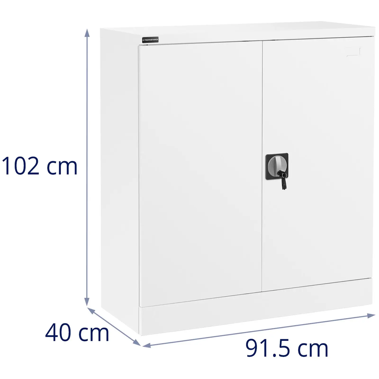 Metallschrank - 102 cm - 2 Regalböden - weiß