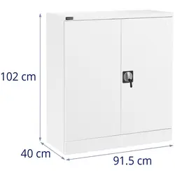 Метален шкаф - 102 см - 2 рафта - бял